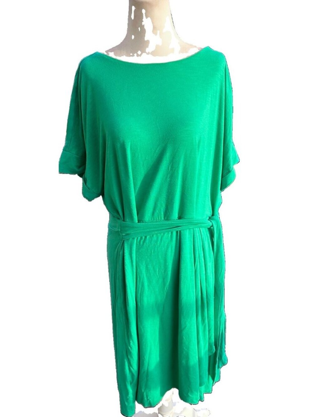 Chaps Kelly Green Cotton Stretch Midi Dress Faux Wrap XXL